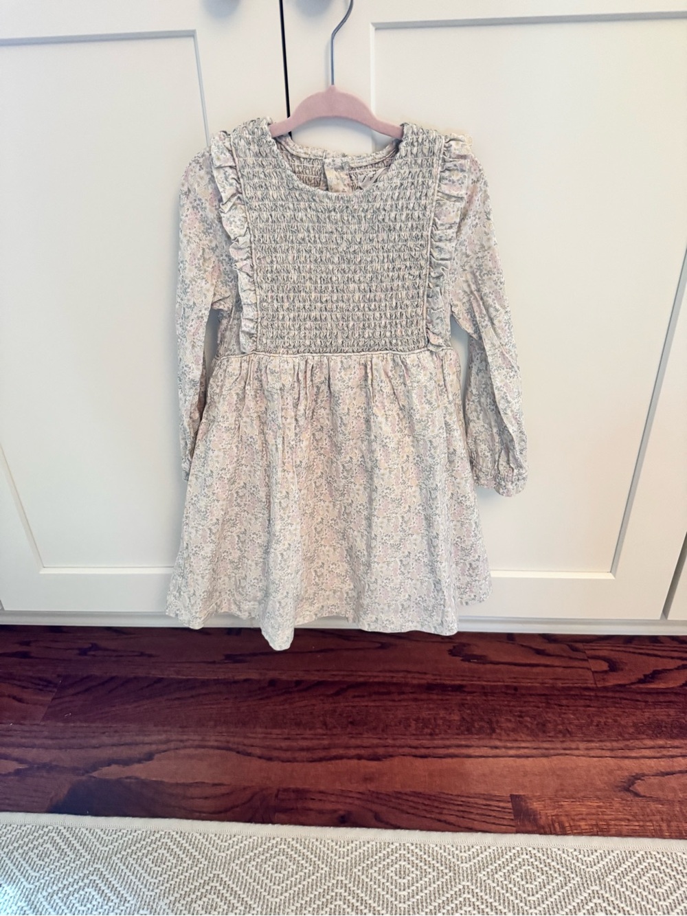 3/4 Minnow Long Sleeve Floral Smocked Dress